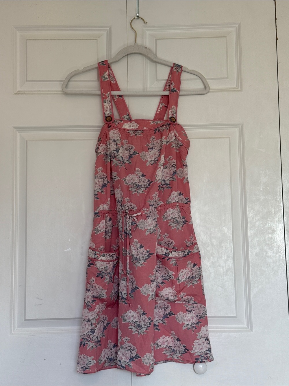 American Eagle Outfitters Pink Floral Midi Dress with Pockets